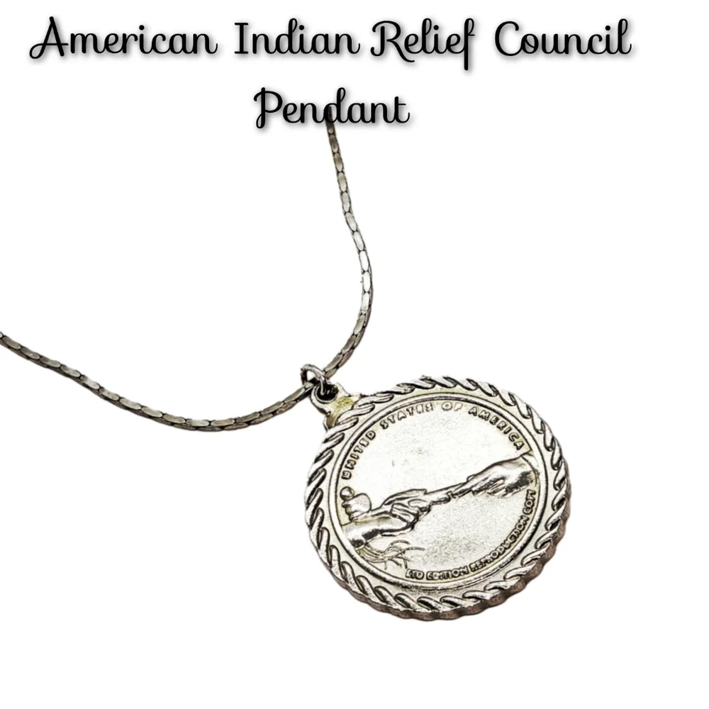 American Indian Relief Council Pendant with White 14k Gold Plated Necklace